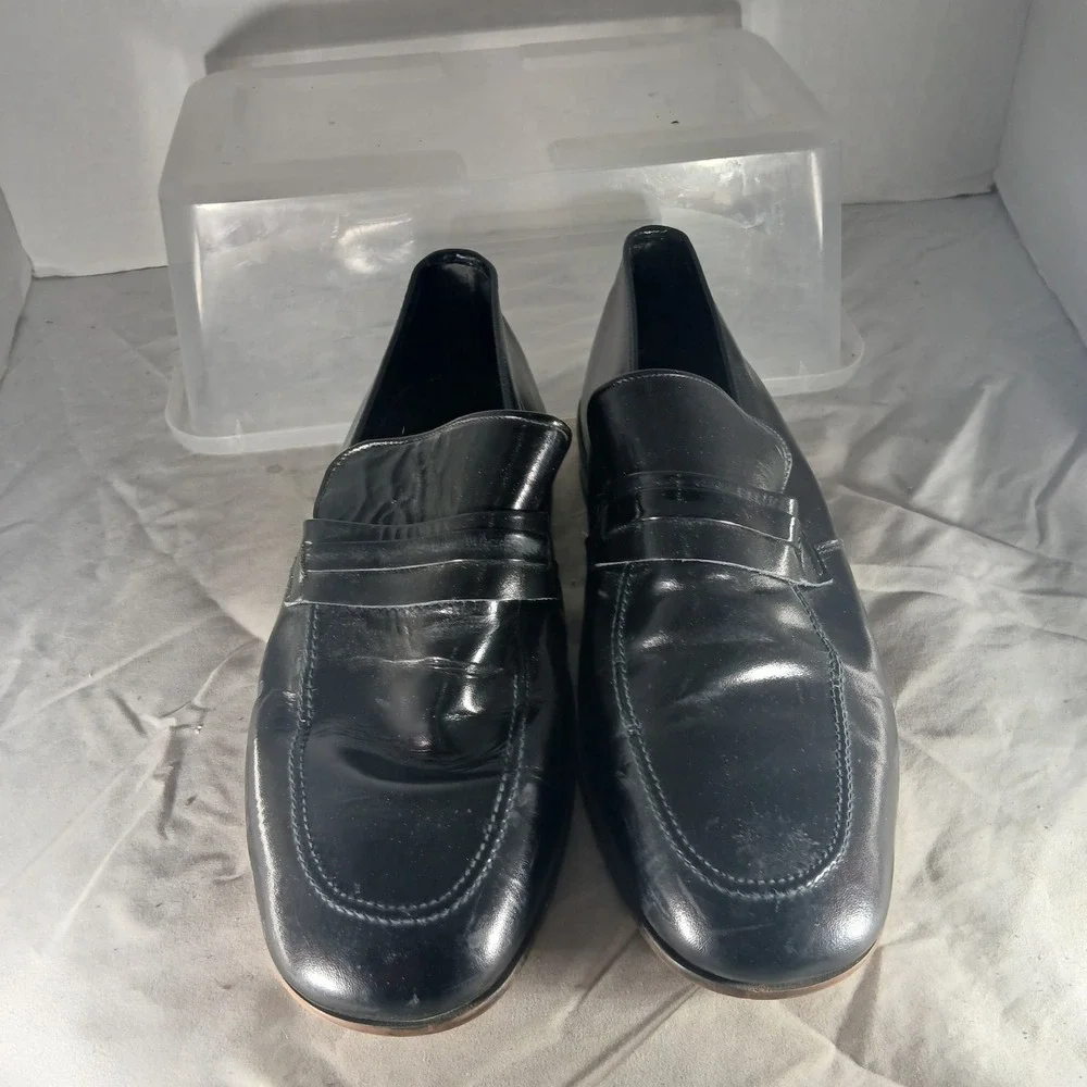 Mason Shoes Mens Black Leather‎ Penny Loafers Made in USA Size 10 TJ18865 854M67